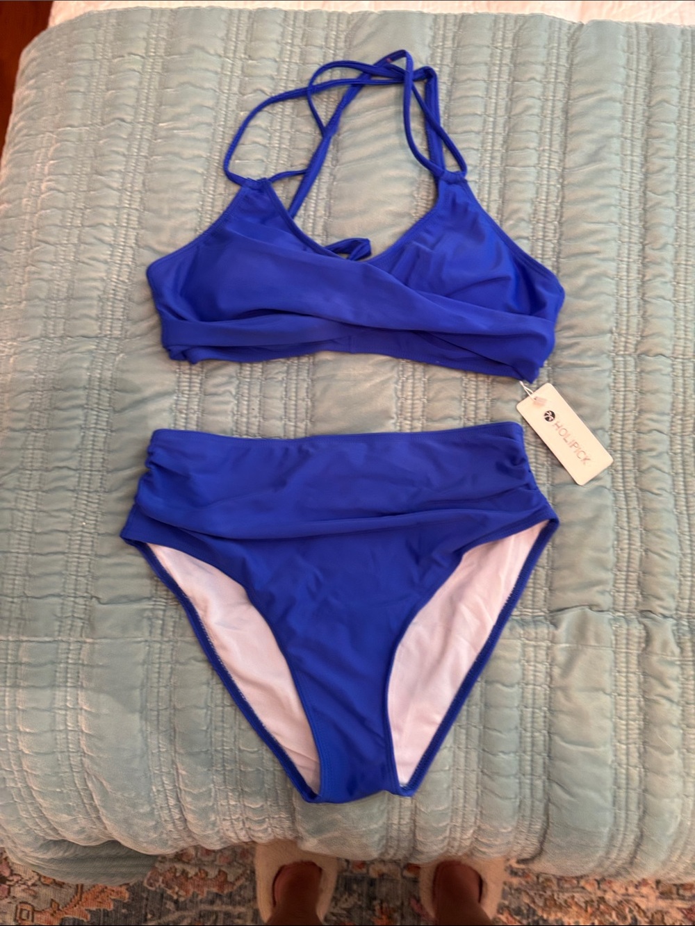 Cobalt Blue Crossover Bralette Swim Top